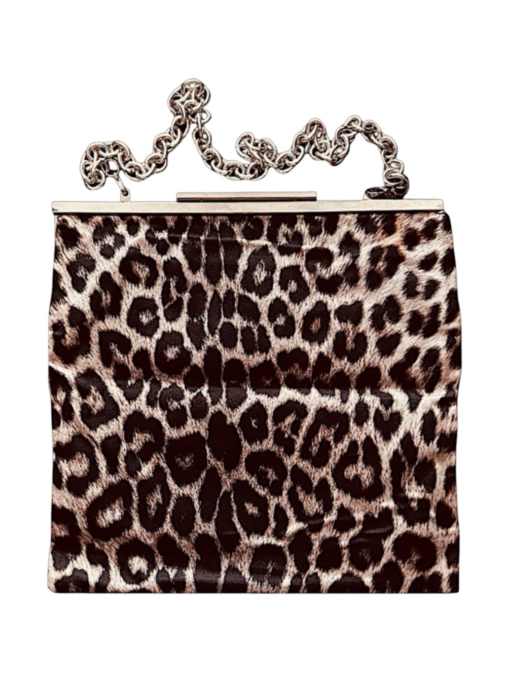 Nordstrom Convertible Leopard Folding Clutch Tote Handbag 11" Nylon Chain
